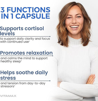 Corti-Calm Cortisol Supplement, L Theanine, Ashwagandha, Vitamin D 3, GABA for Relaxation, Fatigue & Focus with Ginkgo Biloba, Bacopa Monnieri, 5-HTP – Non-GMO, Made in USA – 60ct