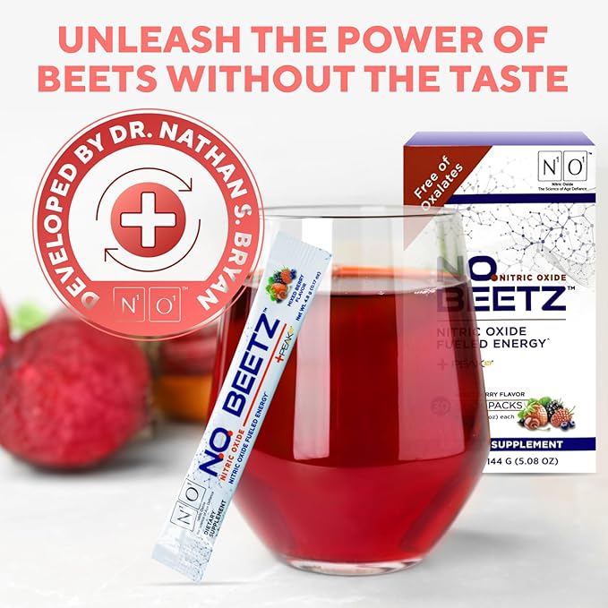 N.O. Beetz Nitric Oxide Supplement | Enhance Hydration, Cellular Energy & Nitric Oxide Production | Beet Benefits Without The Taste | Flavorful & Fresh | 30 Servings