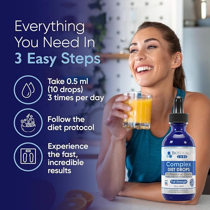 Complex Diet Drops – Best Natural Drops for Men and Women (1 Bottle, 2 fl oz) - 30 Day Supply