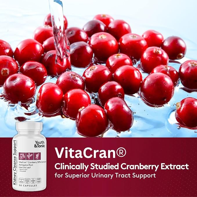 Youth & Tonic Daily Water Retention Pills for Kidney Cleanse Swelling and Excess Body Fluids & Metabolic Waste / 30 + 30 Capsules