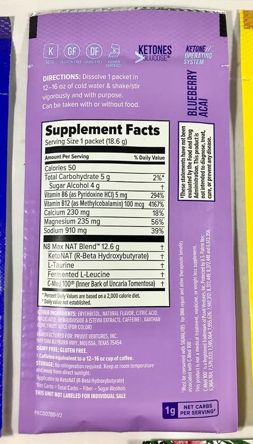 PRÜVIT OS NAT® Blueberry Acai Supplements – Charged - for Men and Women (20 Count)