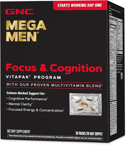 GNC Mega Men Focus & Cognition Vitapak Program | 30 Servings