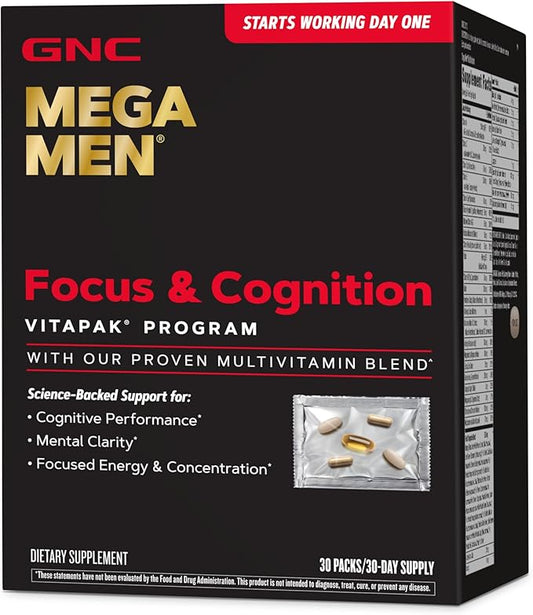 GNC Mega Men Focus & Cognition Vitapak Program | 30 Servings