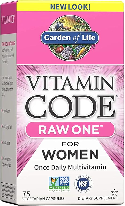 Garden of Life Vitamin Code Raw One Once Daily Multivitamin Capsules, Fruits, Veggies, Probiotics for Womens Health, Vegetarian, Gluten Free, 75 Count