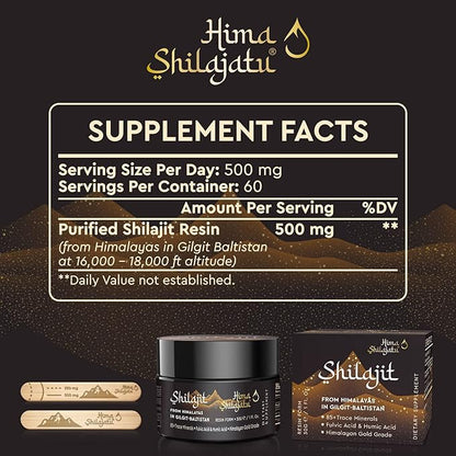 Shilajit Pure Himalayan Shilajit Resin - Gold Grade 100% Pure Shilajit with Fulvic Acid & 85+ Trace Minerals Complex for Energy & Immune Support, Pack of 2 (4 Months Supply)
