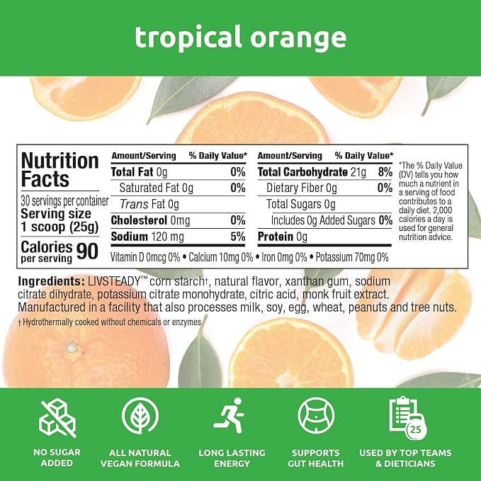 UCAN Energy Powder, Orange, Keto, Sugar-Free Pre & Post Workout for Men & Women, Non-GMO, Vegan, Gluten-Free, Great for Runners, Gym-Goers and High Performance Athletes | 30 Servings (26.5 Ounces)