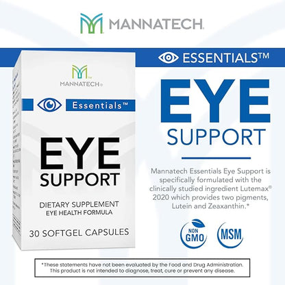 Mannatech Eye Care Supplement, Supports General Eye Health Sight Care Supplement w/Lutein & Zeaxanthin. Eye Support 30 Softgels.