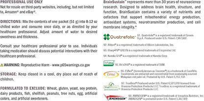 XYMOGEN BrainSustain Powder - Memory + Brain Support Drink with 19g Pea Protein, B Vitamins, Minerals, Amino Acids, Phosphatidylserine, DHA + CoQ10 - Creamy Chocolate (10 Packets)