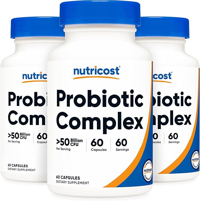Nutricost Probiotic Complex - 50 Billion CFU, 60 Capsules (3 Bottles) - Probiotic for Men and Women - Veggie Capsules, Non-GMO, Gluten Free