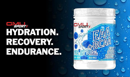 GMU SPORT - BCAA & EAA Hydration & Recovery Powder -Full Essential Amino Acids Profile Hydration Powder for Energy, Fast Recovery & Endurance - 40 Servings, Electrolyte Drink for Athletes (Blue Razz)