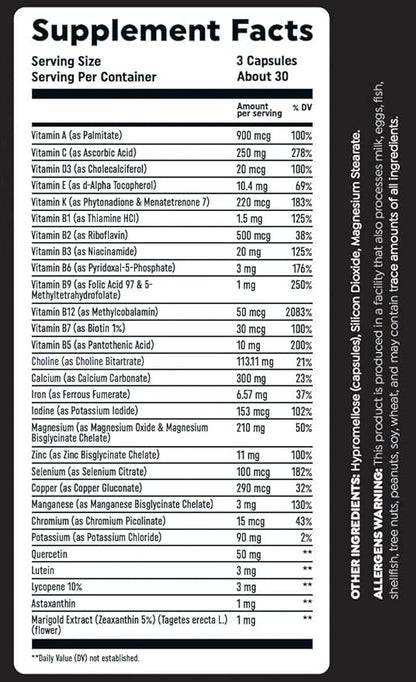 Multi VIT by HTLT | Complete Multivitamin for Men and Women | Daily Energy and Immunity Supplement | with Minerals and Antioxidants for Muscle Recovery, (90 Capsules)