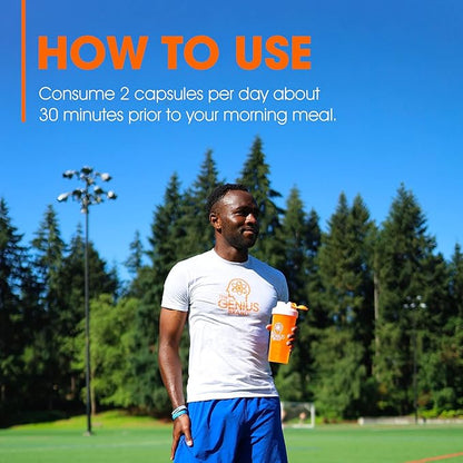 Genius Thermogenic Fat Burner, 60 Diet Veggie Pills - Weight Loss & Metabolism Supplement, Appetite Suppressant & Energy Booster - Caffeine-Free Nootropic Focus & Brain Boost - Ashwagandha & TeaCrine