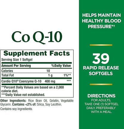 Nature's Bounty CoQ10 , Dietary Supplement, Supports Heart Health, 400mg, 39 Softgels
