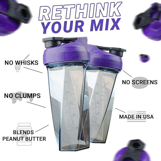 HELIMIX 2.0 Vortex Blender Shaker Bottle Holds upto 28oz | No Blending Ball or Whisk | USA Made | Portable Pre Workout Whey Protein Drink Shaker Cup | Mixes Cocktails Smoothies Shakes | Top Rack Safe