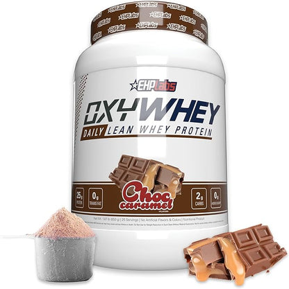 EHP Labs OxyWhey Whey Protein Powder - 25g of Whey Isolate Protein Powder, Meal Replacement Shake, Sugar Free Protein Powder - 25 Serves (Chocolate Caramel)
