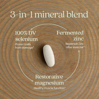 New Chapter Magnesium-Selenium-Zinc Supplement for Active Bodies, Bounce Back After Exercise with Muscle Support Minerals + Hydrating Electrolytes, 325 mg Magnesium in One-Daily Tablet, 30 Count