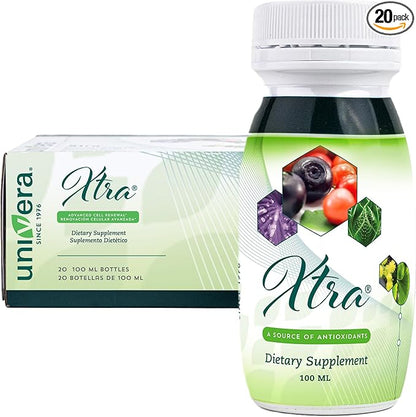 Univera Xtra Minis, Multimineral fruites Complex, 15 Natural Ingredients, Stress Management, Focus & Clarity, Joint Comfort, Antioxidant Protection - 3.38 Fl Oz (Pack of 20)