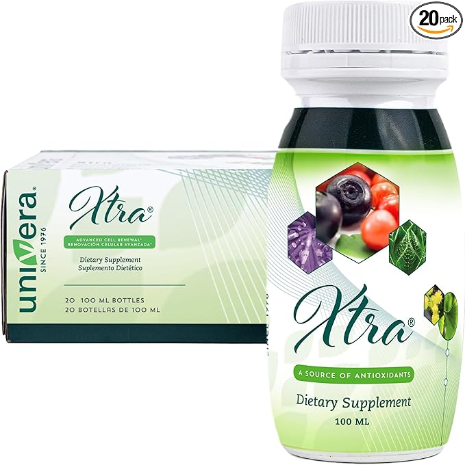 Univera Xtra Minis, Multimineral fruites Complex, 15 Natural Ingredients, Stress Management, Focus & Clarity, Joint Comfort, Antioxidant Protection - 3.38 Fl Oz (Pack of 20)