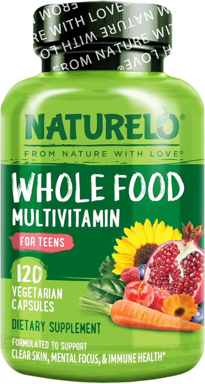 NATURELO Whole Food Multivitamin for Teens - with Vitamins & Minerals for Teenage Boys & Girls - Supplement for Active Kids - Non-GMO - Vegan & Vegetarian - 120 Capsules