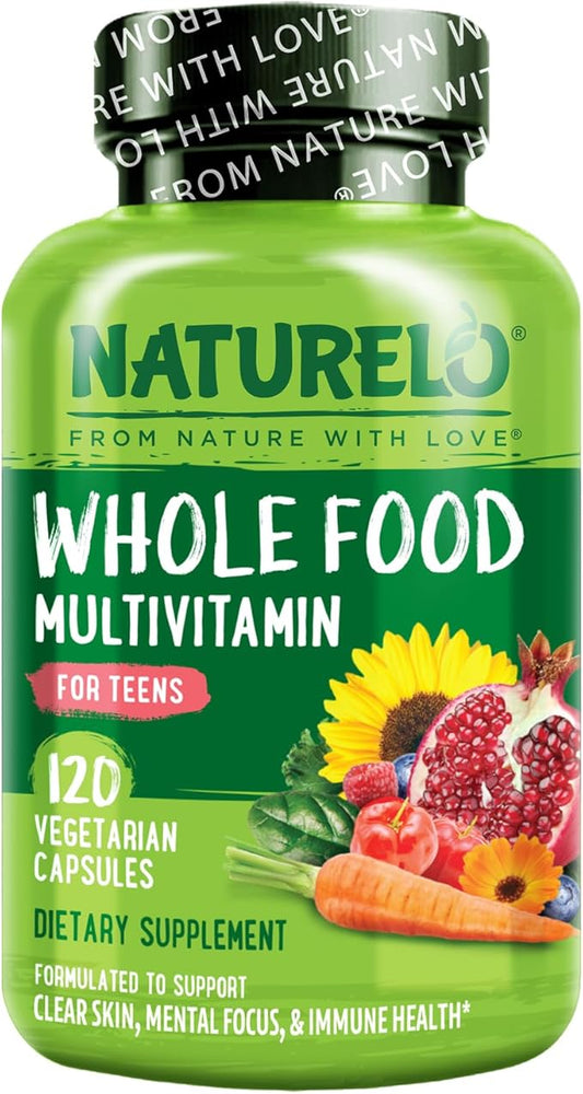 NATURELO Whole Food Multivitamin for Teens - with Vitamins & Minerals for Teenage Boys & Girls - Supplement for Active Kids - Non-GMO - Vegan & Vegetarian - 120 Capsules
