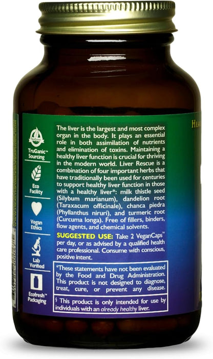 HealthForce SuperFoods Liver Rescue - Natural Liver Cleanse - Liver Health Formula with Milk Thistle & Dandelion Root - Gluten-Free & Vegan - 120 Capsules (Pack of 2)