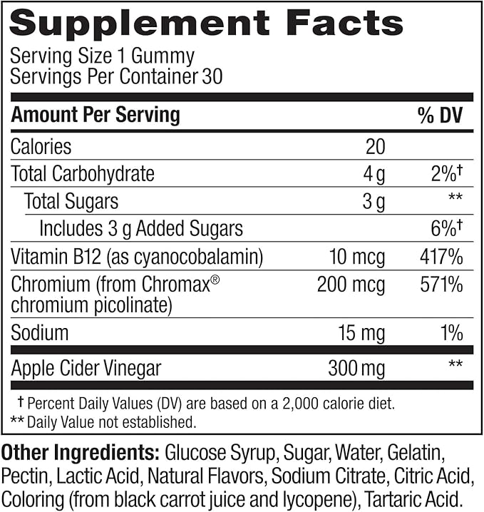 OLLY Metabolism Gummy Rings, Apple Cider Vinegar, Vitamin B12, Chromium, Energy and Digestive Health, Chewable Supplement, Apple Flavor - 30 Count