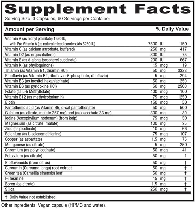 Vitanica - Mid-Life Symmetry, 50-65 High Potency Multivitamin and Mineral, Vegan, 180 Capsules