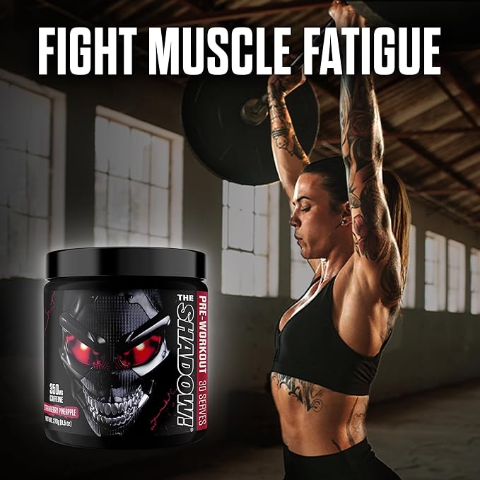 JNX SPORTS The Shadow! 350mg of Caffeine Hard Core Preworkout - Strawberry Pineapple 30 Servings | Electric Energy, Mental Focus & Superhuman Strength for Men & Women