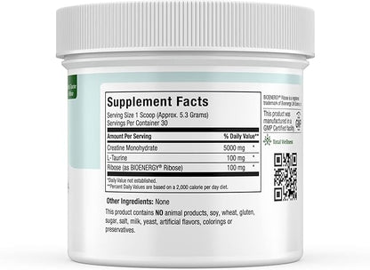 Maxi-Health Monohydrate Creatine For Muscle Mass With L-Taurine And Ribose Powder - Nutrition Supplement For Pre And Post Workout