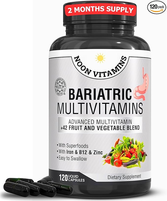 Bariatric Multivitamin with Iron for Women & Men All-in-One 42 Superfood Blend for Post-Surgery Easy-to-Swallow -2-Month Supply (- Superfood Blend for Energy, Halal - Made in USA (120 Capsules)