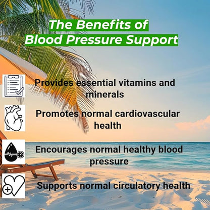 Halalways Blood Pressure Support Certified Halal Supplement Naturally BP Support with Garlic Bulb Powder, Hawthorn Berry, Green Tea Leaf & Hibiscus Vitamins for Healthy Hypertension (BP)