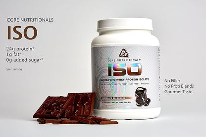Core Nutritionals ISO, 100% Micro Filtered, Zero Artificial Fillers, 25g Whey Protein Isolate, 32 Servings (Chocolate Decadence)