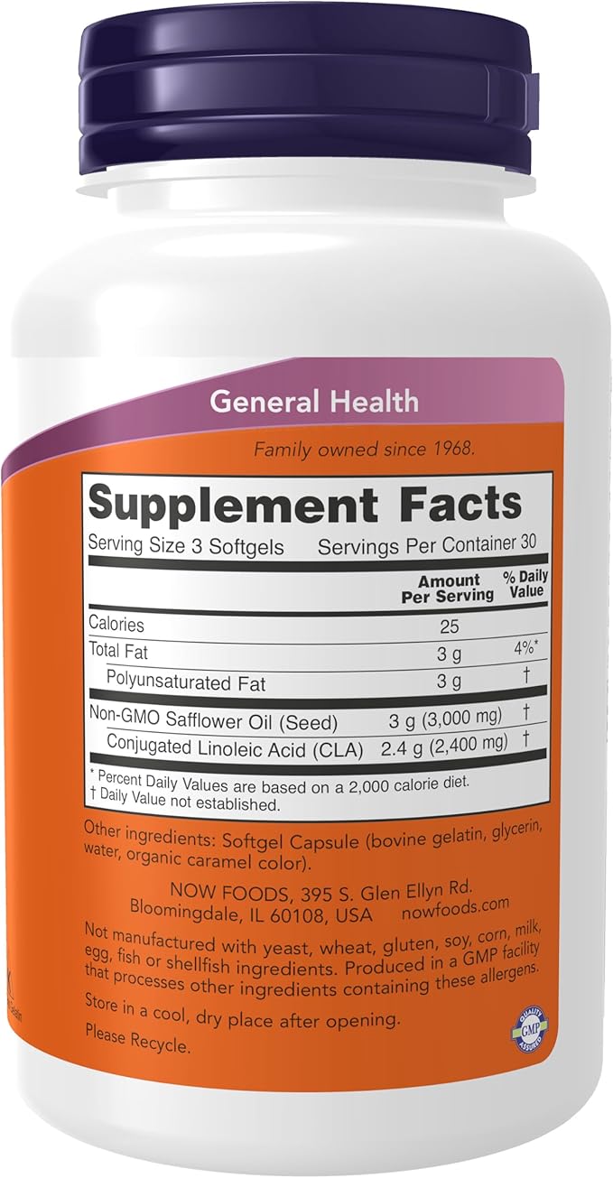 NOW Supplements, CLA (Conjugated Linoleic Acid) 800 mg, Nutritional Oil, 90 Softgels