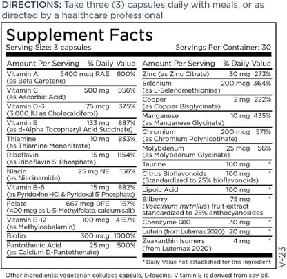 Metabolic Maintenance Vital Eyes Complete - Ocular Support Multivitamin with Lutein + Zeaxanthin (90 Capsules)