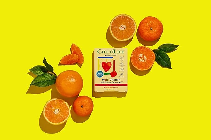 CHILDLIFE ESSENTIALS Kids Multivitamin SoftChew Gummies - Kids Vitamins, Multivitamin for Kids, Multivitamin Gummies, Toddler Vitamins, Kids Chewable Vitamin, Sugar Free - Natural Orange, 27 Tablets