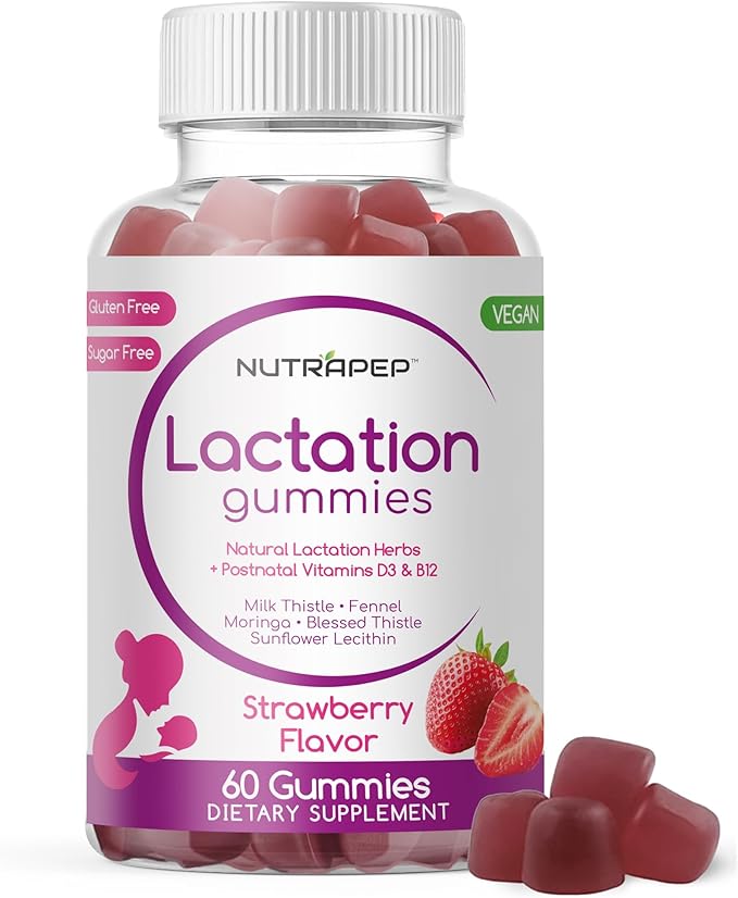 Lactation and Postnatal Support Gummies - Milk Production Supply Increase Supplements for Breastfeeding Women - with Vitamins D3 B12 Milk Thistle Fennel Seed Moringa Sunflower Lecithin
