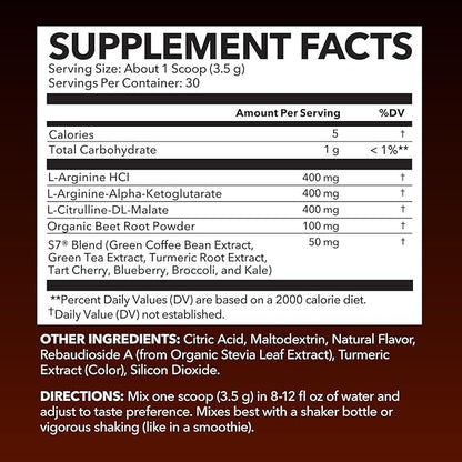 Pre Workout Powder - L Arginine Powder Nitric Oxide Supplement for Men and Women - Pre and Post Workout Support - L-Arginine L Citrulline and Beet Root Powder - Endurance and Performance - Tangerine