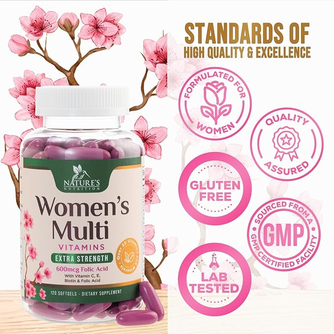 Multivitamin for Women with Iron - Daily Vitamins for Women's Immune Support and Overall Health - Womens Complete Daily Multivitamin with Vitamin A, B, C, D, E, Calcium and Magnesium - 120 Softgels