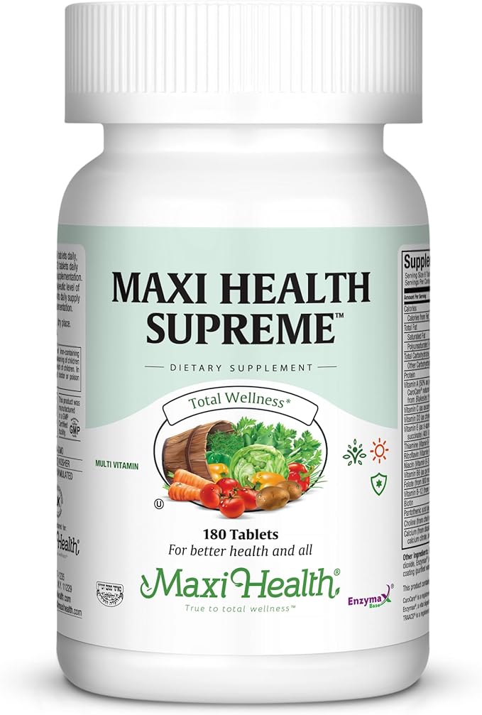 Maxi Health Supreme High Potency Multivitamin & Mineral for Wellness, Immune Boost & Antioxidant Defense, Includes Vitamin A, Vitamin C, Vit D and E, Vitamin B12, B6, Biotin, Selenium, Zinc, Inositol…