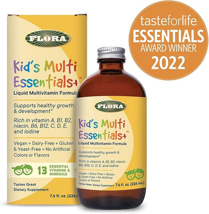 Flora - Kids Multi Essentials+, Liquid Multivitamin Formula, 13 Essential Vitamins & Minerals, 7.6 Fl Oz