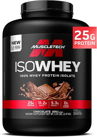 MuscleTech | IsoWhey | Whey Protein Isolate Powder| Muscle Builder for Men & Women | Post Workout Recovery Supplement | Chocolate | 5 lbs | 72 Servings