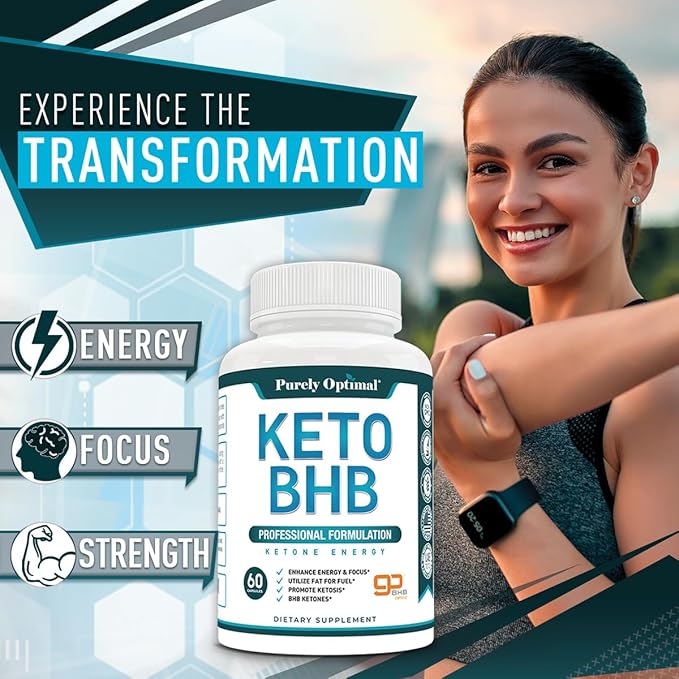 Purely Optimal Keto BHB Capsules - Appetite Blocker Supplement - Exogenous Ketones to Support Ketosis, Fat Loss & Energy, 60 Capsules - Supports Low-Carb Lifestyles