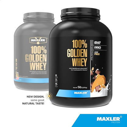 Maxler 100% Golden Whey Protein - 22g of Premium Whey Protein Powder per Serving - Pre Post Intra Workout - Fast-Absorbing Whey Hydrolysate, Isolate & Concentrate Blend - Chocolate Peanut Butter 5 lbs