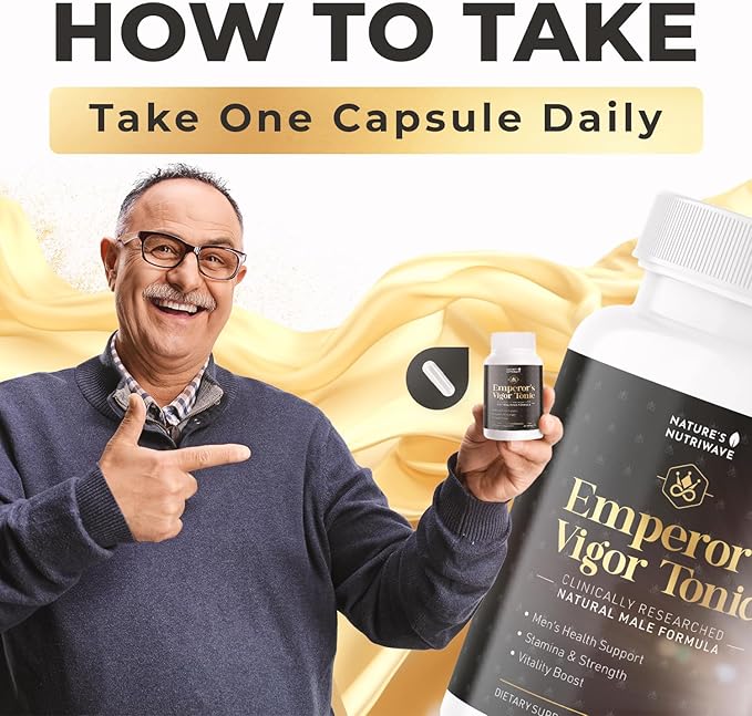 Emperor's Vigor Tonic - Original Supplements for Men's Health - 100% Natural, Non-GMO, Made in The USA, 3 Month Supply