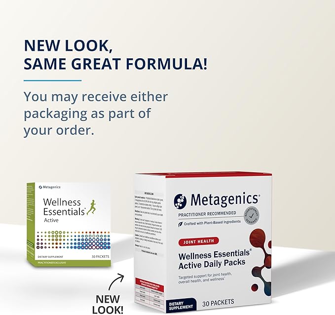 Metagenics Wellness Essentials Active - Multivitamins for Joint Support* - Joint Supplement - with Magnesium, Vitamin C & Vitamin 12 - Joint Health - Non-GMO & Gluten Free - 30 Packets