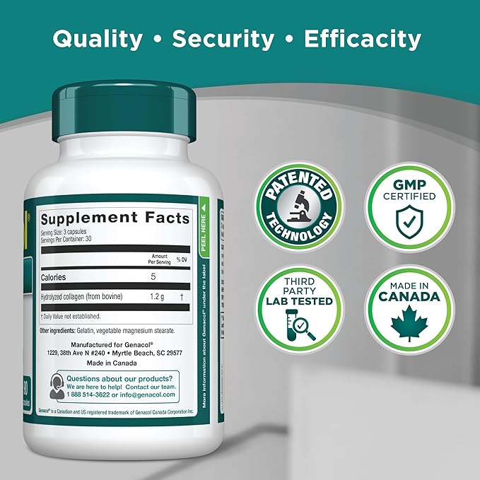Genacol Hydrolyzed Collagen Joint Health Supplement for Men & Women Patented Technology for Joint Support | Gluten-Free, Non-GMO | Colageno Hidrolizado Original 90 Capsules
