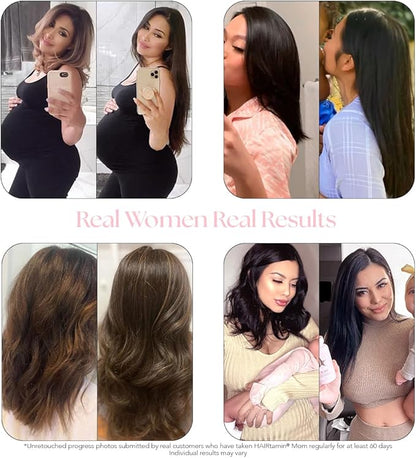 HAIRtamin MOM Vegan Prenatal & Postnatal Multivitamin Capsules & Hair Vitamins, Postpartum, Breastfeeding, Hair Nails, and Skin Vitamins for Women with Biotin, Zinc, Iron (3-Pack)