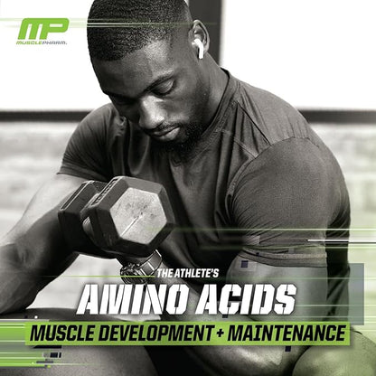 MusclePharm Essentials BCAA Powder, Pre & Post Workout Recovery Drink, Supports Muscle Recovery & Energy Production, Essential Amino Acids Supplement, 30 Servings, Blue Raspberry Flavor