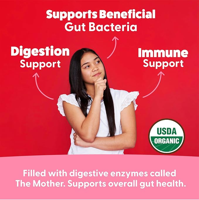 Organic Kids Apple Cider Vinegar Gummies by Feel Great Vitamins | Rich in Digestive Enzymes & Natural Antioxidants for Gut Health | Kids Gummy Supports Healthy Nutrient Absorption | 60 Day Supply