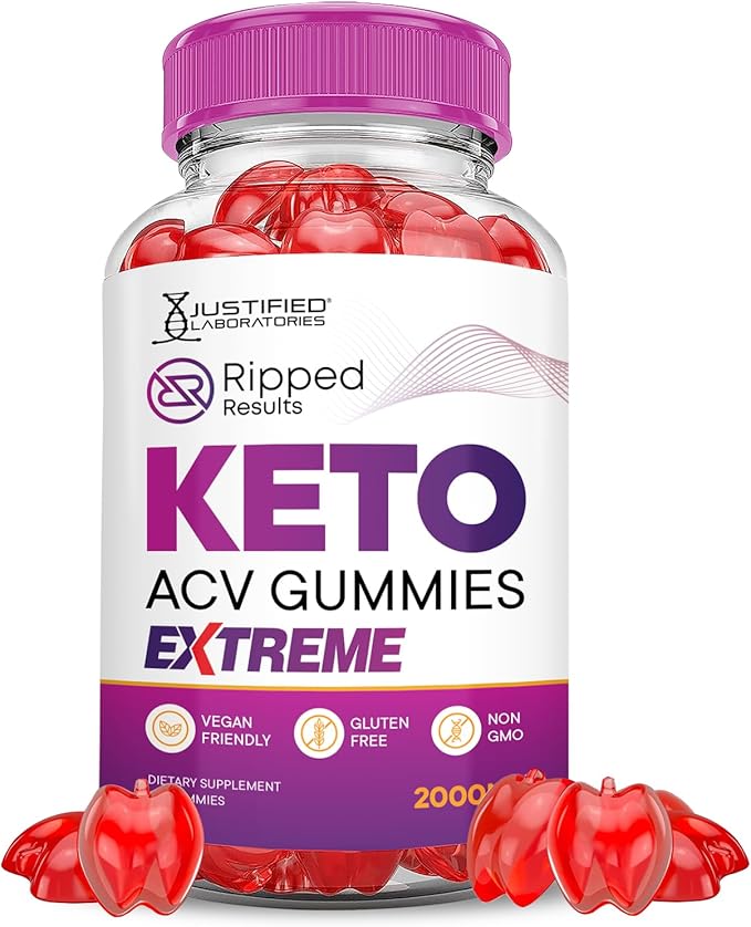 Ripped Results Keto ACV Gummies Extreme 2000MG Ripped Results Keto Gummies Apple Cider Vinegar Formulated with Pomegranate Beet Juice Powder B12 Vegan Non GMO 60 Gummys